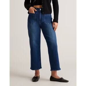 Quince Bella Stretch Patch Pocket Wide Leg Jeans High Rise Crop 27